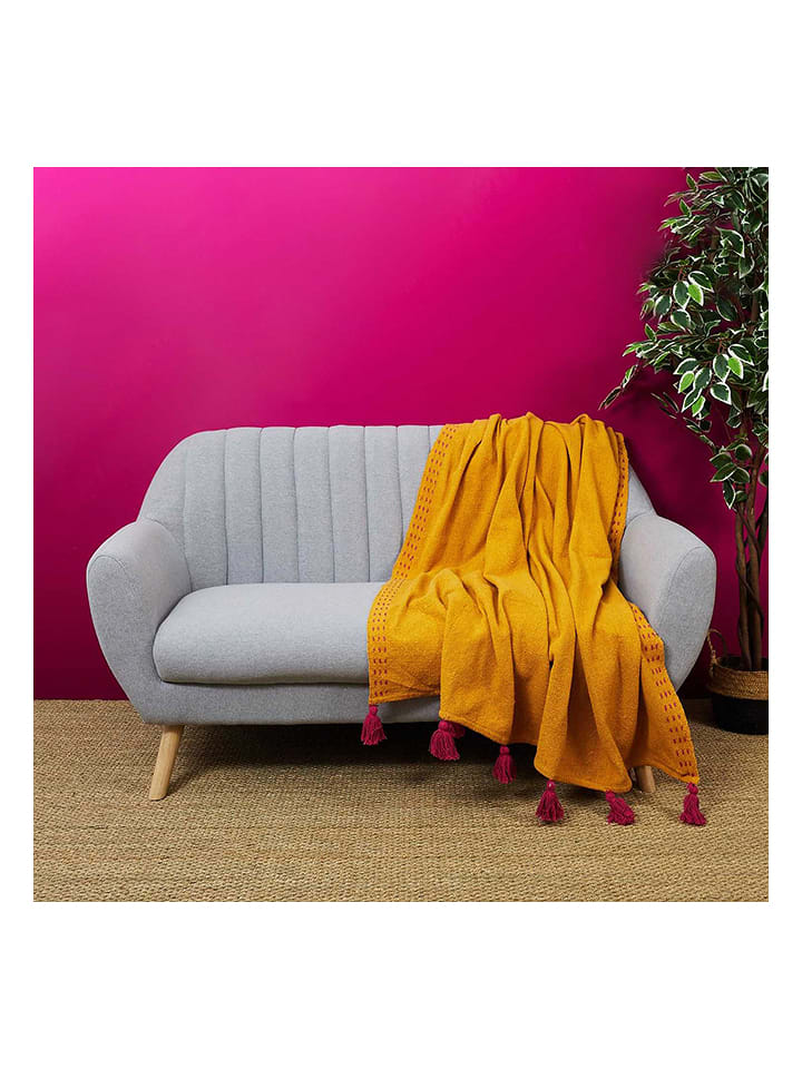 Ethnical Life Pled w kolorze musztardowo-różowym - 150 x 130 cm rozmiar: onesize