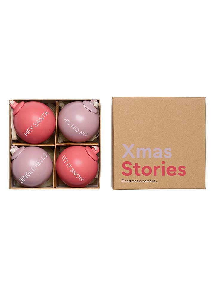 Design Letters Bombki choinkowe (4 szt.) "XMAS" w kolorze fioletowo-różowym rozmiar: onesize