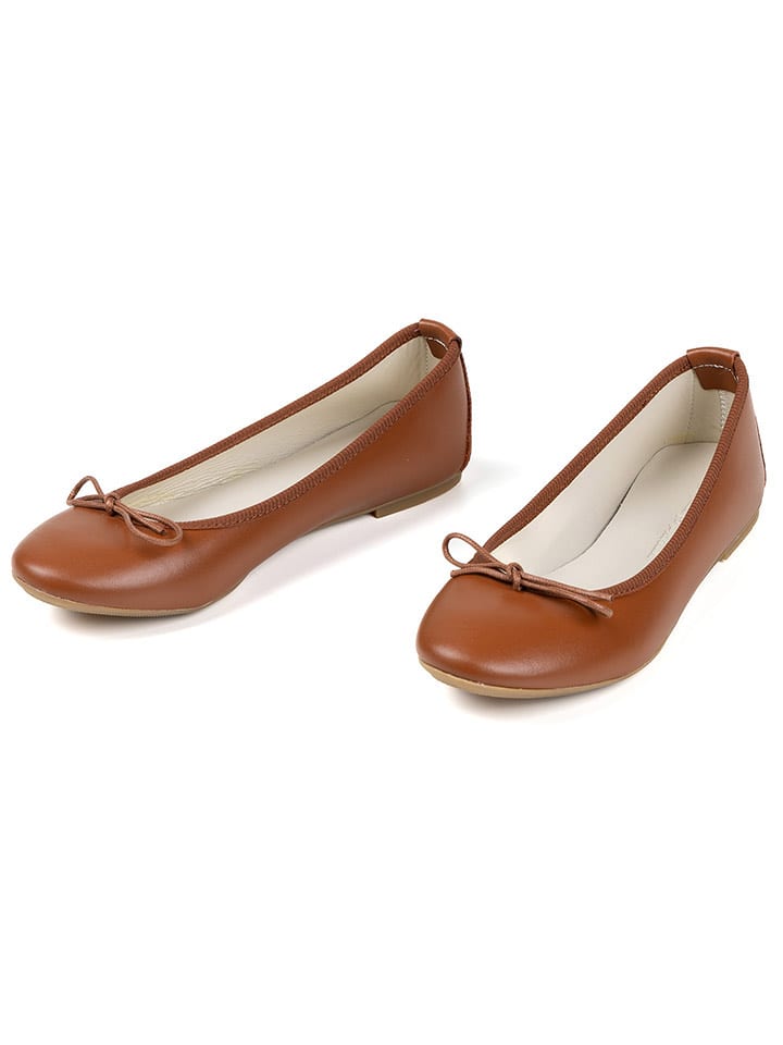 Anna Morellini Skórzane baleriny "Evanna" w kolorze jasnobrązowym rozmiar: 38