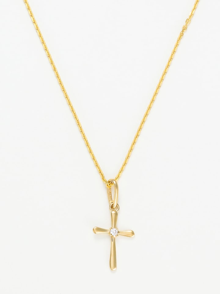 OR ÉCLAT Złota zawieszka "Croix honneteté" z cyrkonią rozmiar: onesize