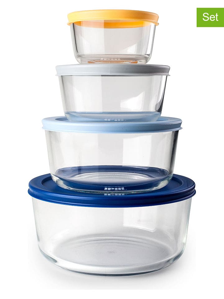 Ibili Pojemniki (4 szt.) "Eco" w kolorze niebiesko-pomarańczowo-szarym rozmiar: onesize