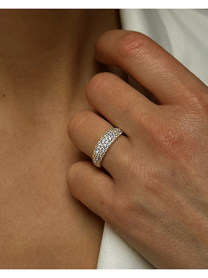 DI GIORGIO Pozłacany pierścionek z cyrkoniami rozmiar: 54