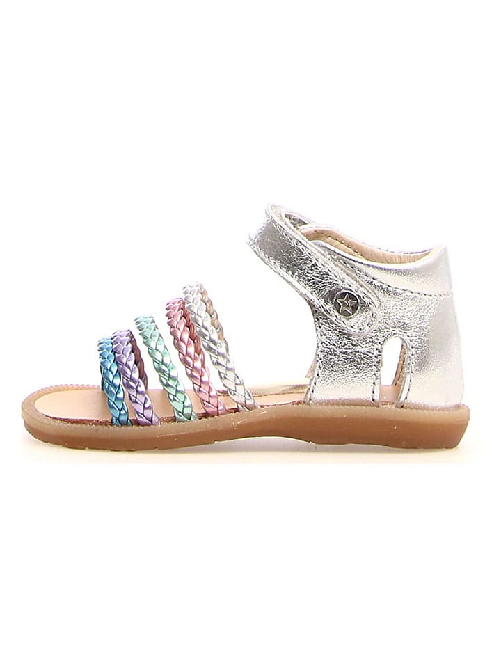 Naturino Skórzane sandały "Rubino" w kolorze srebrnym rozmiar: 23
