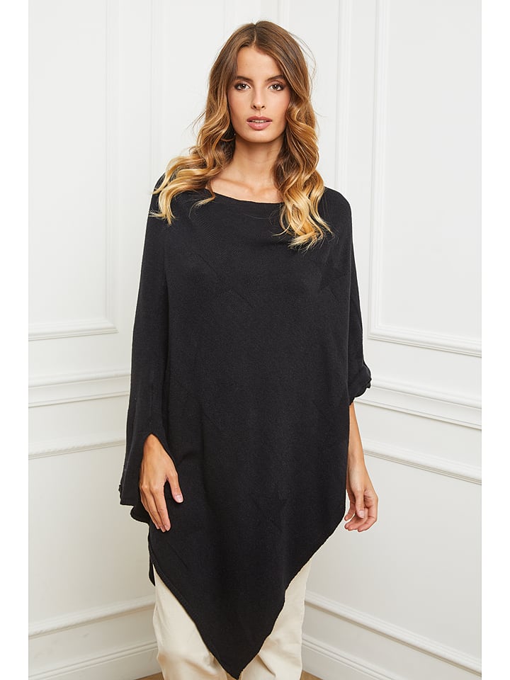 So Cachemire Ponczo "Bali" w kolorze czarnym rozmiar: S