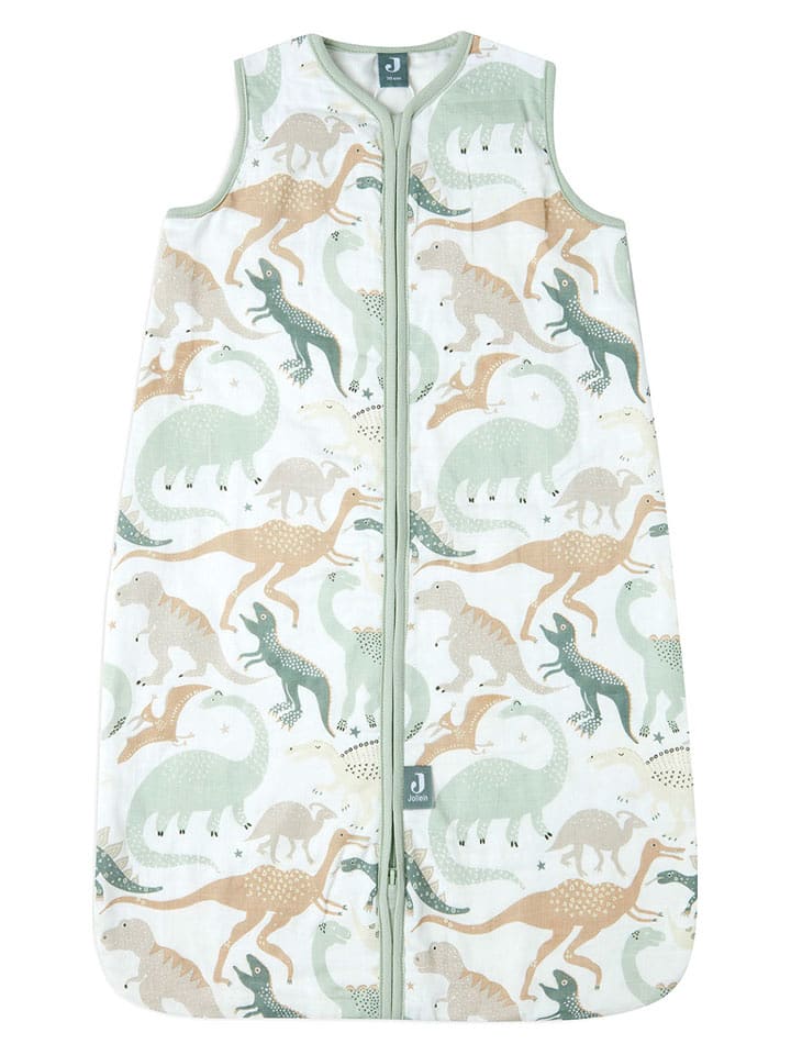 Jollein Śpiworek niemowlęcy "Dino" w kolorze biało-zielono-beżowym - 0,5 TOG rozmiar: 110 cm