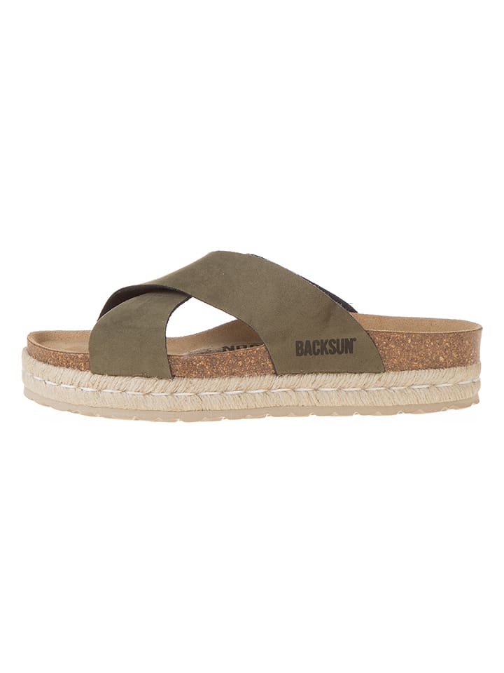 BACKSUN Klapki "Milano" w kolorze khaki rozmiar: 40