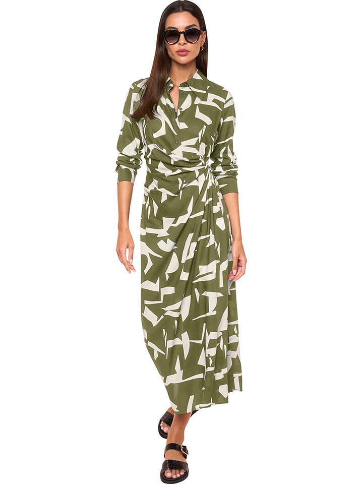 Heine Sukienka w kolorze oliwkowo-białym rozmiar: 48