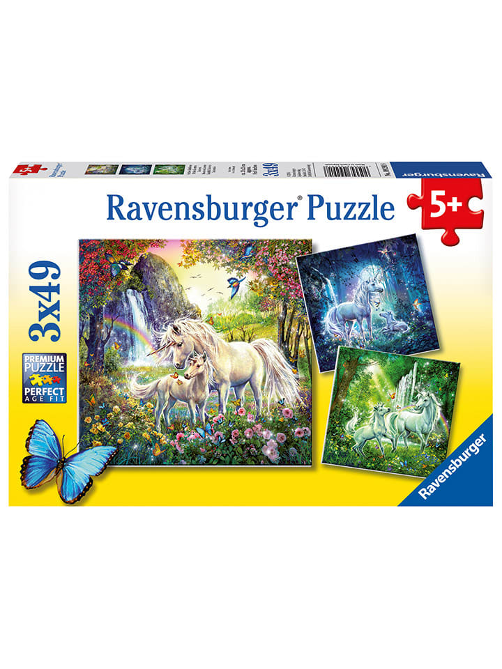 Ravensburger 49-częściowe puzzle (3 szt.) "Beautiful unicorns" - 5+ rozmiar: onesize