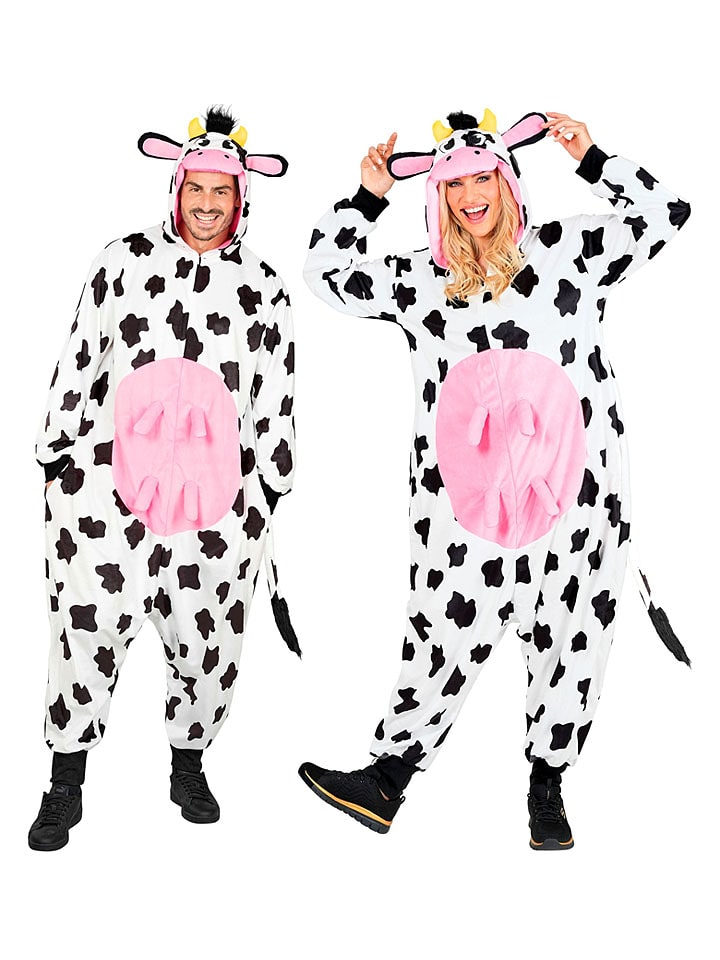 Carnival Party Kombinezon kostiumowy "Cow" w kolorze biało-czarno-jasnoróżowym rozmiar: XXL