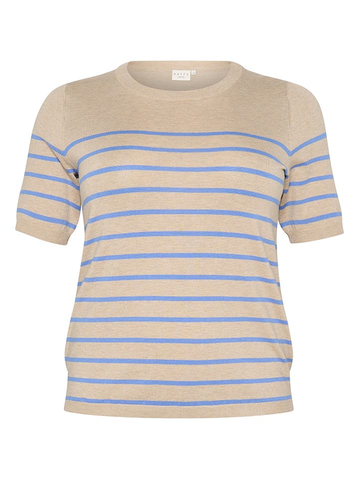 KAFFE curve Sweter w kolorze beżowo-błękitnym rozmiar: L