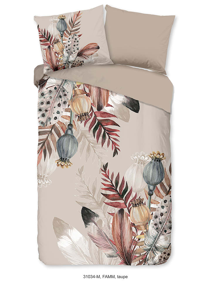 Pure Komplet pościeli "Famm" w kolorze szarobrązowym z mikrofibry rozmiar: 140x220 cm