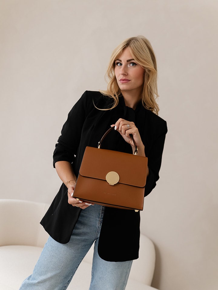 Lia Biassoni Skórzana torebka "Ensa" w kolorze karmelowym - 26 x 22 x 12 cm rozmiar: onesize