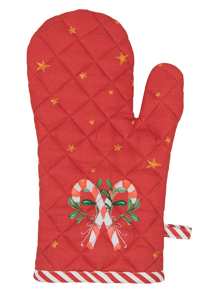 Clayre & Eef Rękawica kuchenna w kolorze biało-czerwonym rozmiar: onesize