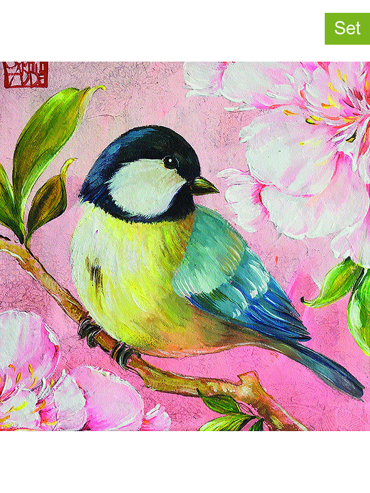 ppd Serwetki (40 szt.) "Oiseau en rose" w kolorze jasnoróżowym rozmiar: onesize