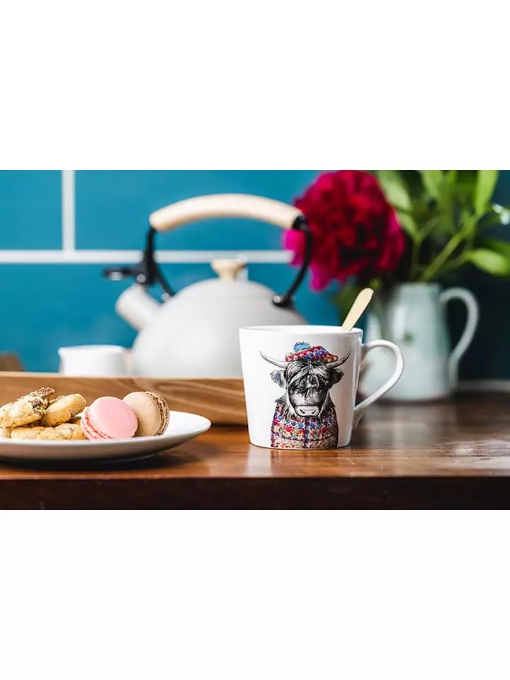 Mikasa Kubek "Cow" w kolorze biało-szarym ze wzorem - 380 ml rozmiar: onesize