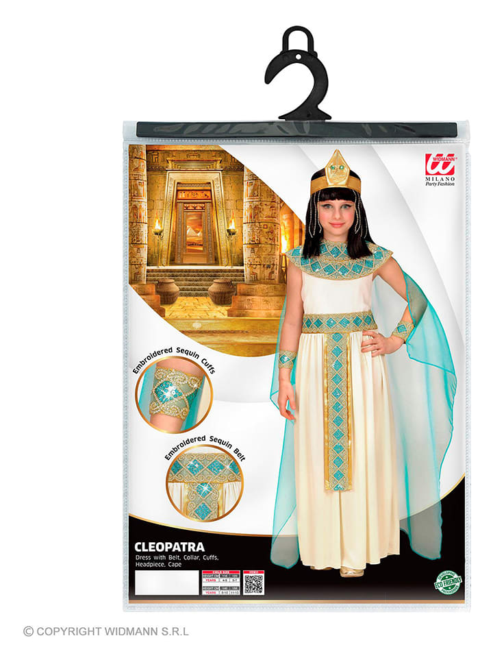 Carnival Party 6-częściowy kostium "Cleopatra" w kolorze turkusowo-kremowym rozmiar: 128