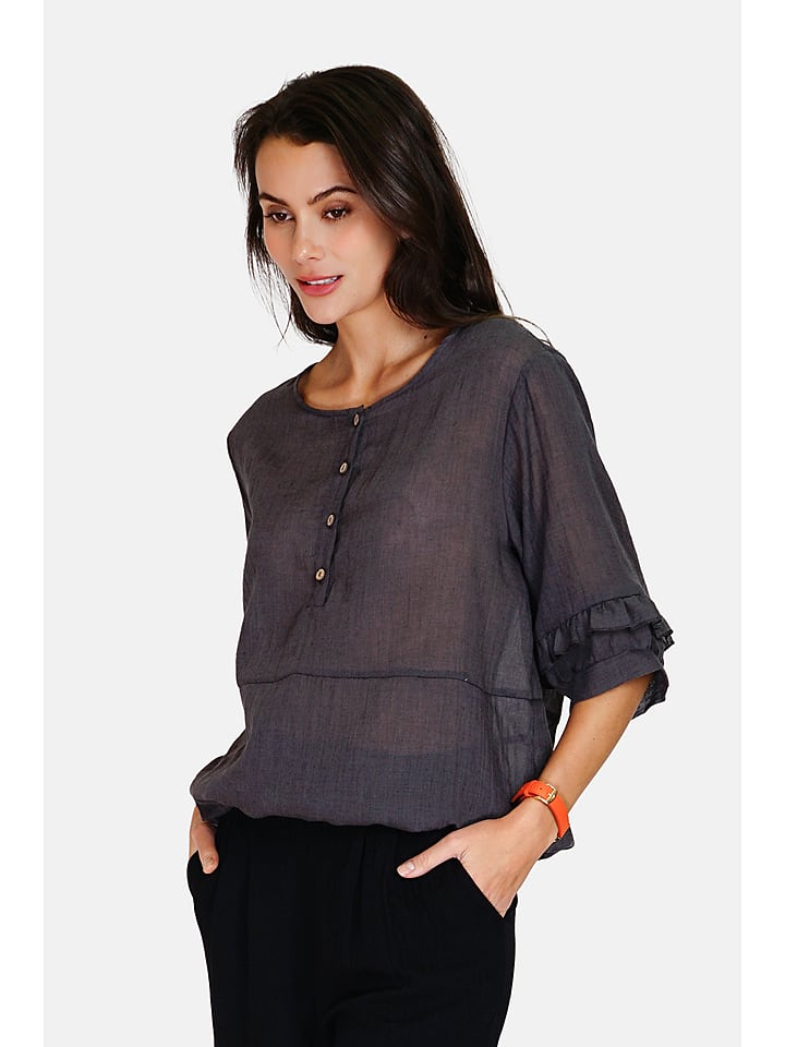 Le Jardin du Lin Lniana bluzka w kolorze czarnym rozmiar: 40