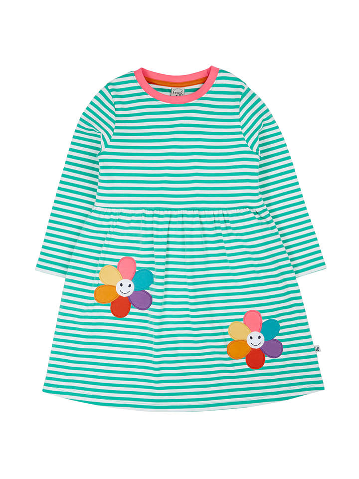 Frugi Sukienka "Tammy" w kolorze zielono-białym rozmiar: 128/134