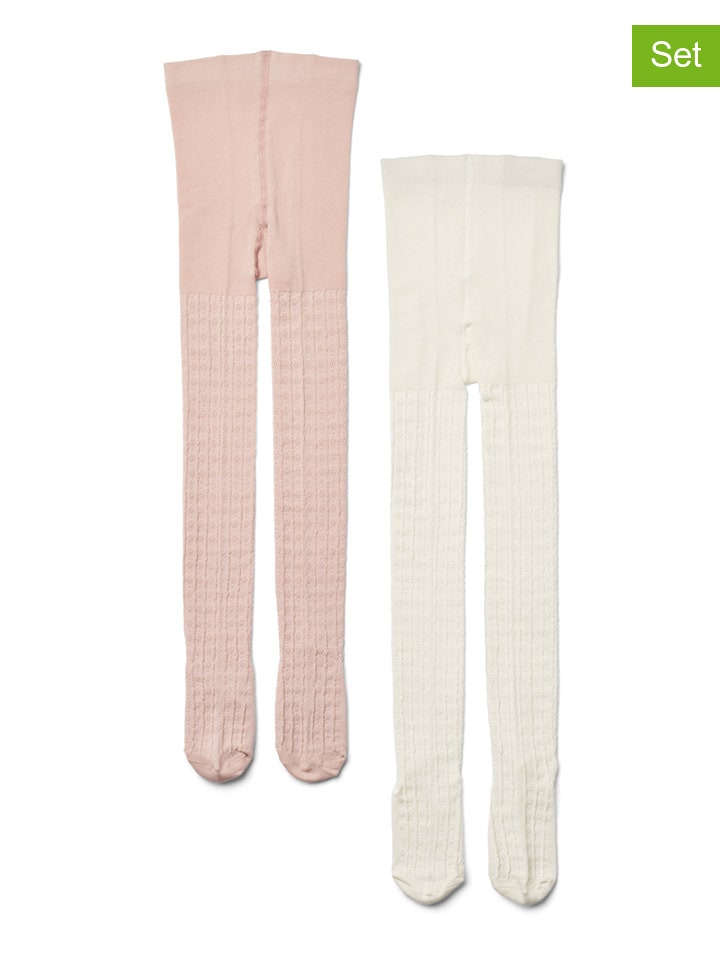 Wheat Rajstopy (2 pary) w kolorze białym i jasnoróżowym rozmiar: 62/68