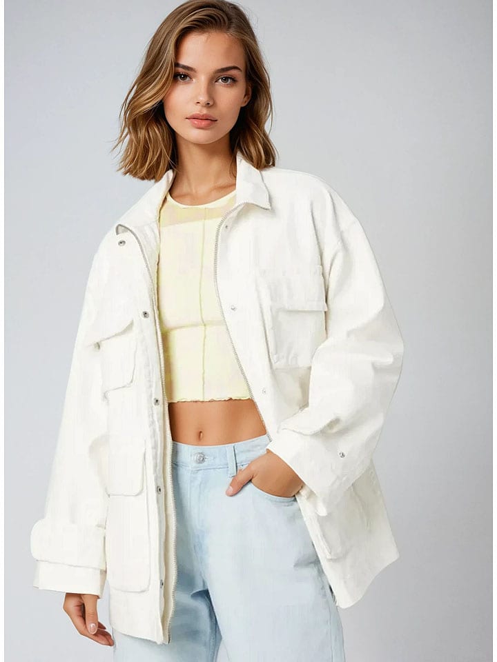 Monki Kurtka przejściowa w kolorze białym rozmiar: S