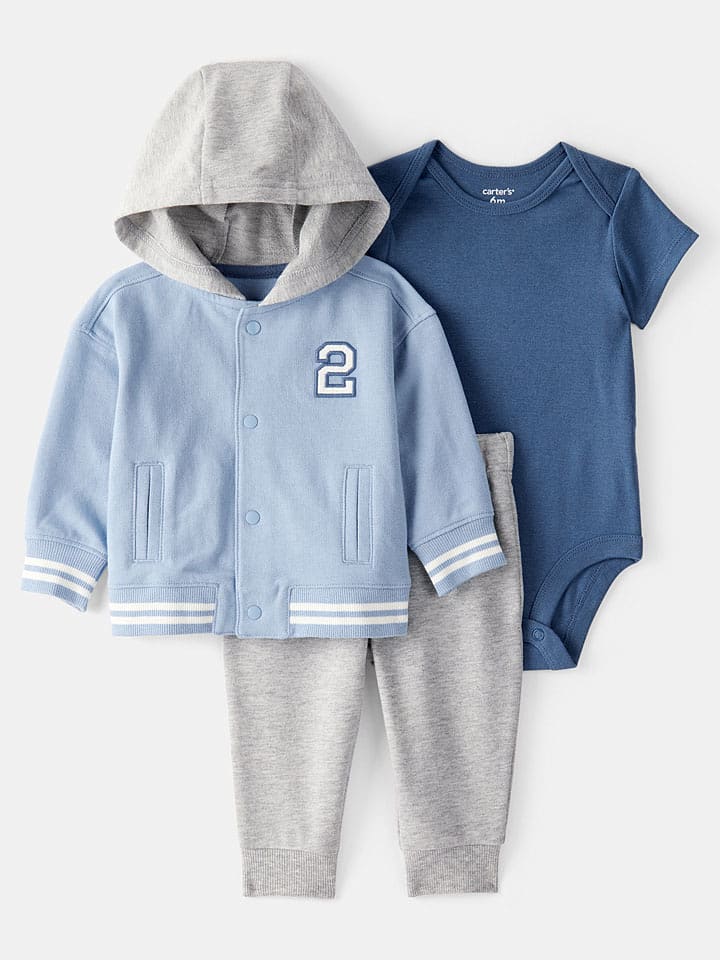 carter's 3-częściowy zestaw w kolorze błękitno-granatowo-szarym rozmiar: 68