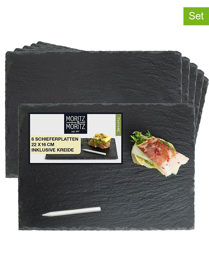 Moritz & Moritz Półmiski (6 szt.) w kolorze czarnym - 22 x 16 cm rozmiar: onesize