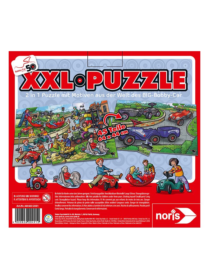 Noris 45-częściowe puzzle "50 years of the BIG Bobby Car" - 3+ rozmiar: onesize