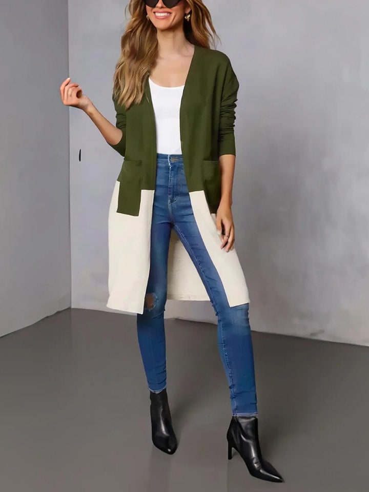 Milan Kiss Kardigan w kolorze oliwkowo-kremowym rozmiar: XL