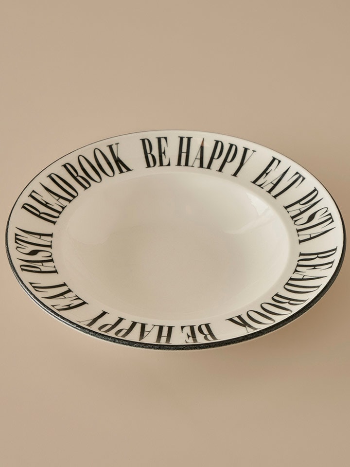 BELLA MAISON Talerz "Book Lovers" w kolorze biało-czarnym do makaronu - Ø 28 cm rozmiar: onesize
