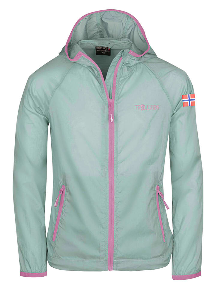 Trollkids Kurtka przeciwwiatrowa "Fjell" w kolorze zielonym rozmiar: 104