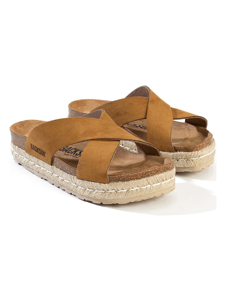 BACKSUN Klapki "Milano" w kolorze jasnobrązowym rozmiar: 40