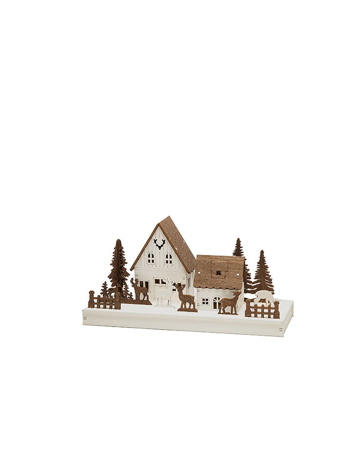 Konstsmide Lampa dekoracyjna LED "House" w kolorze brązowo-białym - 28 x 14 x 11 cm rozmiar: onesize