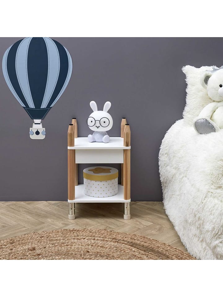 The Home Deco Kids Stolik nocny "Crayon" w kolorze biało-brązowym - 34 x 51,5 x 30 cm rozmiar: onesize