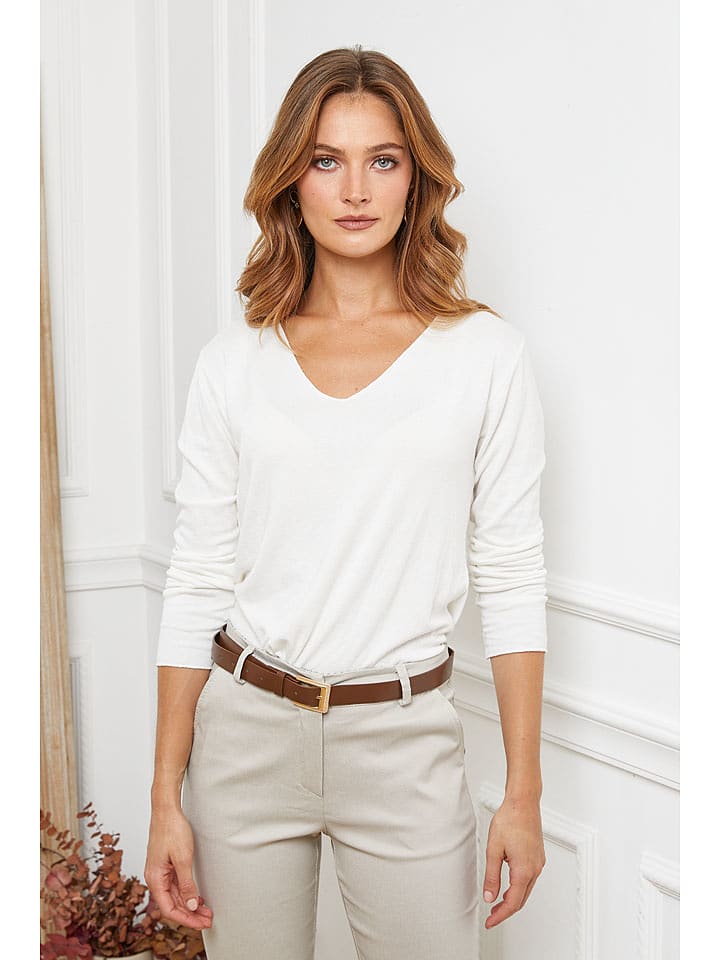 Joséfine Wełniany sweter "Abi" w kolorze białym rozmiar: L