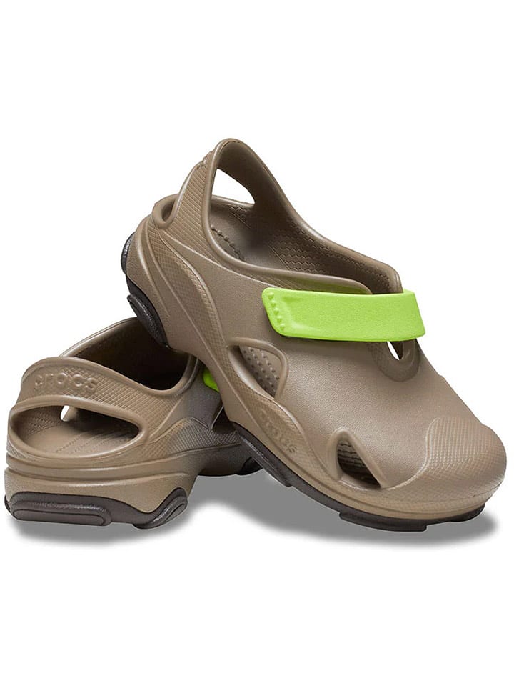 Crocs Slippersy "Terrain Fisherman" w kolorze oliwkowo-limonkowym rozmiar: 20/21