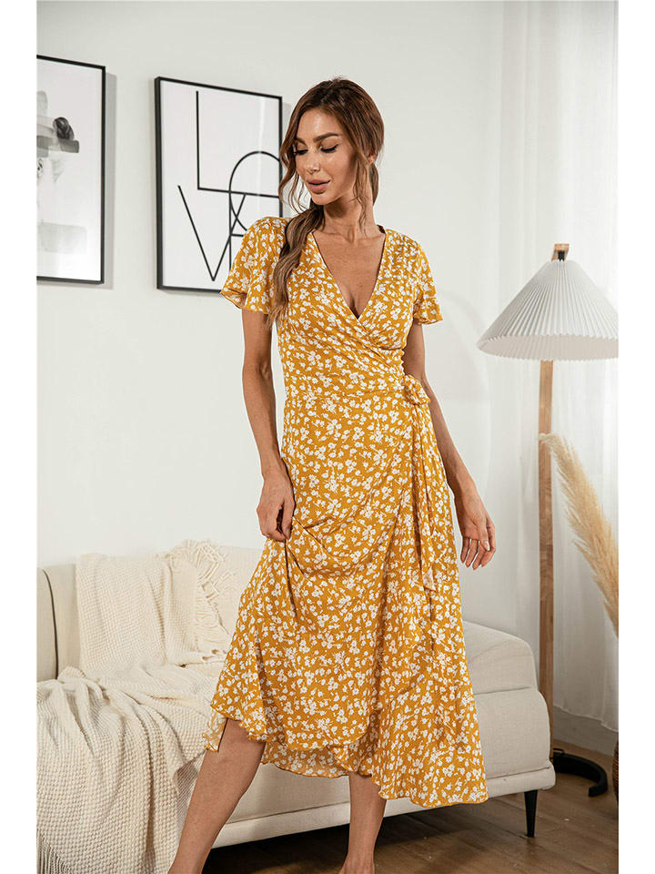 Ariel Tesoro Sukienka w kolorze musztardowo-białym rozmiar: 42