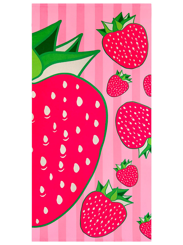 Le Comptoir de la Plage Ręcznik plażowy "Pop-Fraise" w kolorze jasnoróżowo-różowym - 150 x 75 cm rozmiar: onesize