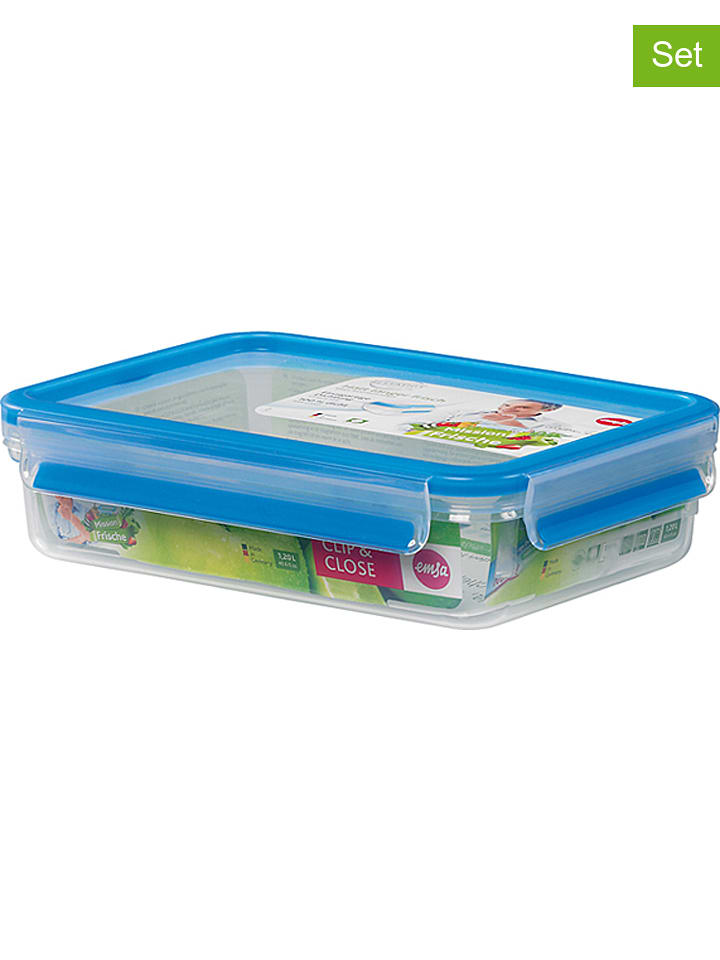 Emsa Pojemnik "Clip & Close" w kolorze niebieskim na żywność - 1,2 l rozmiar: onesize