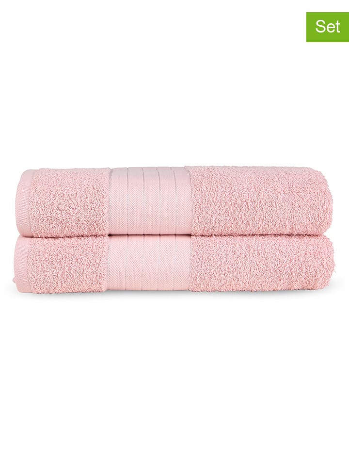 Good Morning Ręczniki prysznicowe (2 szt.) w kolorze jasnoróżowym rozmiar: 70x140 cm