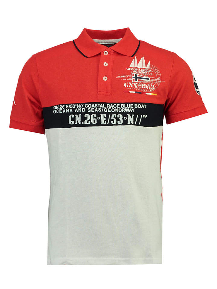 Geographical Norway Koszulka polo "Kassovitz" w kolorze czerwono-szarym rozmiar: 128
