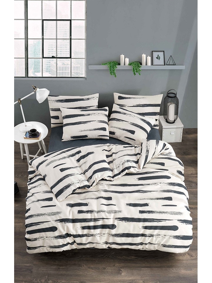 Elizabed Komplet pościeli w kolorze kremowo-antracytowym rozmiar: 135x200 cm