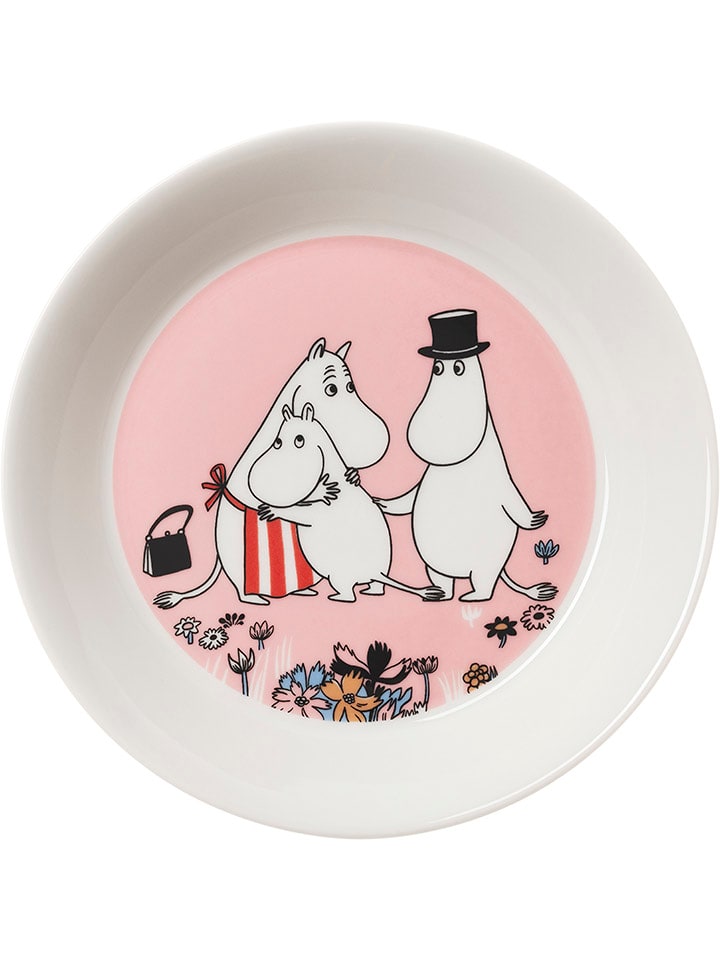 Moomin Spodek "Family Time" w kolorze jasnoróżowo-białym do filiżanki - Ø 15 cm rozmiar: onesize