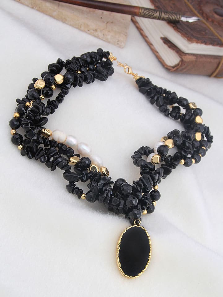 L'Atelier de Gaia Pozłacany naszyjnik z elementami ozdobnymi - dł. 45 cm rozmiar: onesize