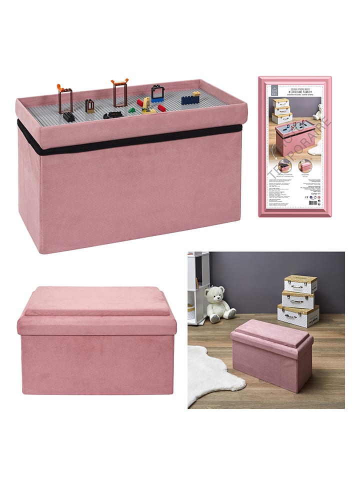 The Home Deco Kids Skrzynia-siedzisko w kolorze jasnoróżowym - 52 x 30 x 27 cm rozmiar: onesize