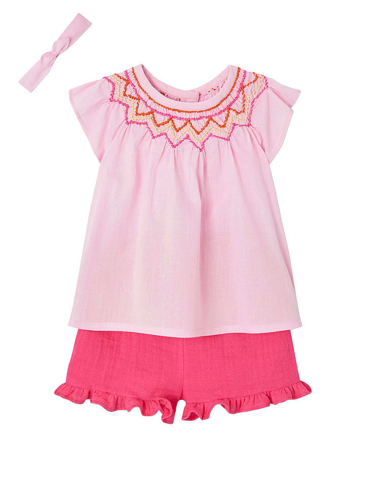 vertbaudet 3-częściowy zestaw w kolorze różowym rozmiar: 86