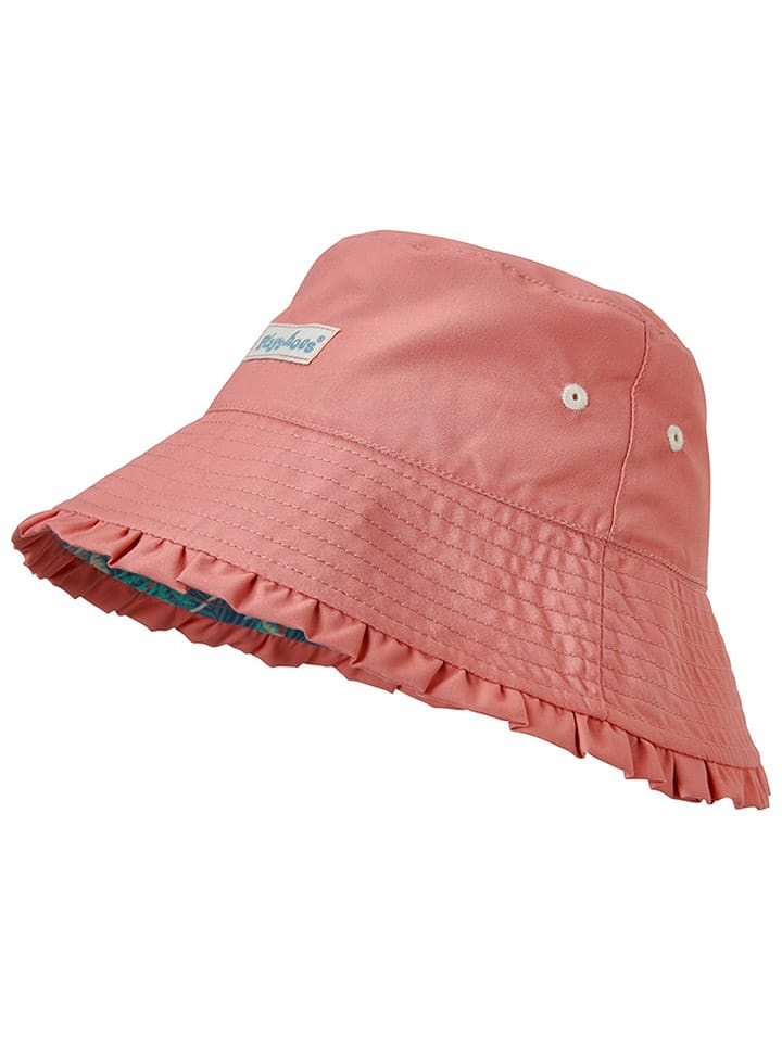 Playshoes Dwustronny kapelusz przeciwsłoneczny "Palms" w kolorze niebiesko-szaroróżowym rozmiar: 51 cm