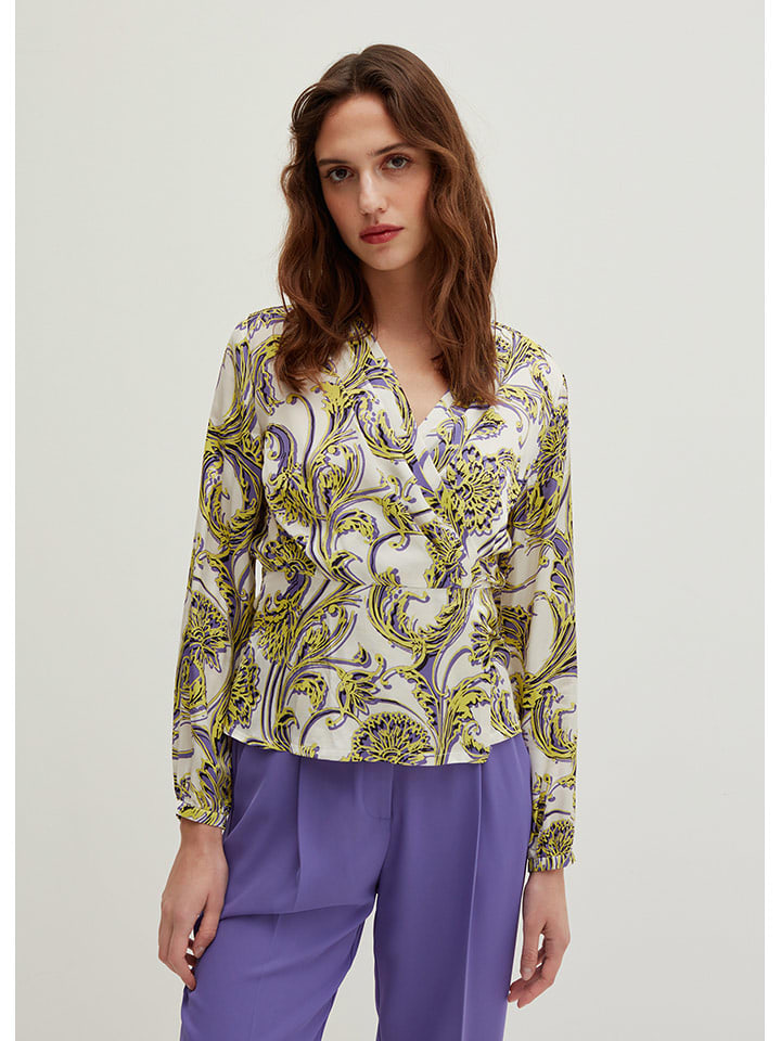STEFANEL Bluzka w kolorze biało-żółto-fioletowym rozmiar: 44