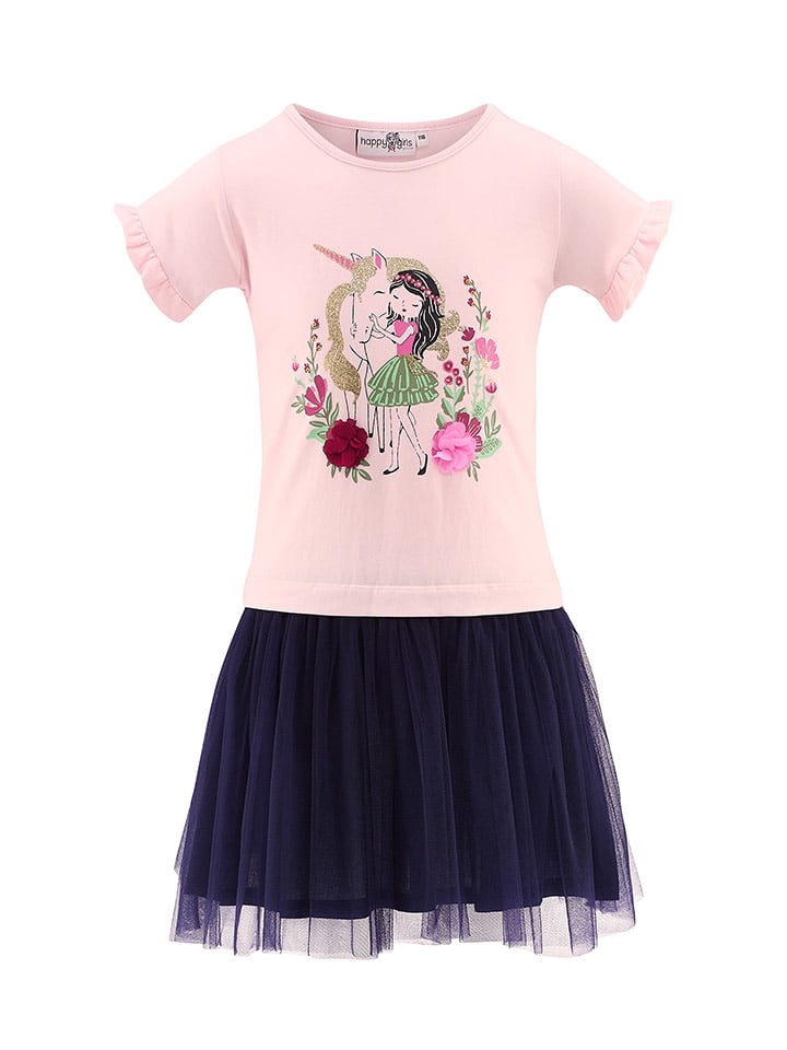 happy girls by Eisend Sukienka w kolorze jasnoróżowo-granatowym rozmiar: 146