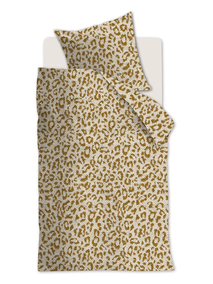 Beddinghouse Flanelowa poszewka "Leone" w kolorze beżowo-żółtym na poduszkę rozmiar: 80x80cm