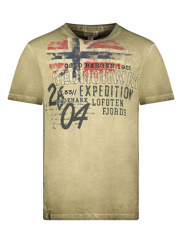 Geographical Norway Koszulka "Jelegant" w kolorze khaki rozmiar: S